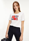 Tommy Hilfiger Womens Floral Logo T-Shirt, White & Red