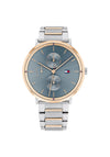 Tommy Hilfiger Womens Jenna Blue Face Bi-Colour Watch, Silver & Rose Gold