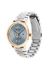 Tommy Hilfiger Womens Jenna Blue Face Bi-Colour Watch, Silver & Rose Gold