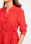Tommy Hilfiger Womens Stripped Rope Print Midi Shirt Dress, Red