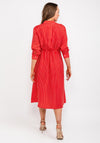Tommy Hilfiger Womens Stripped Rope Print Midi Shirt Dress, Red