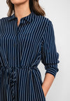 Tommy Hilfiger Womens Stripped Rope Print Midi Shirt Dress, Navy