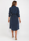 Tommy Hilfiger Womens Stripped Rope Print Midi Shirt Dress, Navy