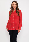 Tommy Hilfiger Womens Stripped Rope Print Blouse, Red