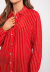 Tommy Hilfiger Womens Stripped Rope Print Blouse, Red