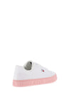 Tommy Jeans Womens Leather Embossed Logo Trainers, White & Pink