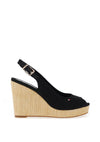 Tommy Hilfiger Womens Iconic Sling Back High Wedge Sandals, Black