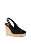 Tommy Hilfiger Womens Iconic Sling Back High Wedge Sandals, Black