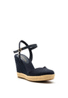 Tommy Hilfiger Womens High Wedge Closed Toe Sandals, Navy