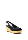 Tommy Hilfiger Womens Iconic Sling Back Wedge Sandals, Black