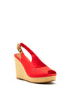 Tommy Hilfiger Womens Iconic Sling Back High Wedge Sandals, Red