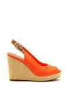 Tommy Hilfiger Womens Iconic Sling Back High Wedge Sandals, Orange