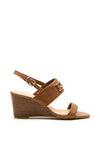 Tommy Hilfiger Womens Monogram Leather Sandals, Tan