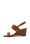 Tommy Hilfiger Womens Monogram Leather Sandals, Tan