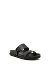 Tommy Hilfiger Womens Leather Slider Sandals, Black