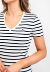 Tommy Hilfiger Womens Cody Stripe T-Shirt, White & Navy