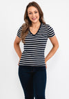 Tommy Hilfiger Womens Cody Stripe T-Shirt, Navy & White