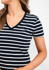 Tommy Hilfiger Womens Cody Stripe T-Shirt, Navy & White