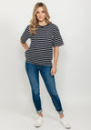 Tommy Hilfiger Womens Striped Crew Neck T-Shirt, Navy & White