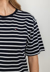 Tommy Hilfiger Womens Striped Crew Neck T-Shirt, Navy & White