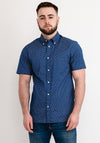 Tommy Hilfiger Micro Print Short Sleeve Shirt, Carbon Navy & Breezy Blue