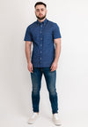 Tommy Hilfiger Micro Print Short Sleeve Shirt, Carbon Navy & Breezy Blue