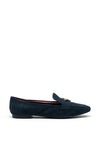 Tommy Hilfiger Womens Suede TH Loafer, Navy