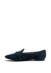 Tommy Hilfiger Womens Suede TH Loafer, Navy