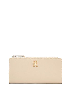 Tommy Hilfiger Large Zip Monogram Wallet, Beige