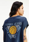 Tommy Jeans Embellished Basketball T-Shirt Dress, Navy