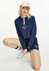 Tommy Jeans Womens Cropped Logo Quarter Zip, Navy