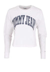 Tommy Jeans Womens Relaxed Crop College Tee, White