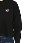 Tommy Jeans Womens Embroidered Heart Logo Crop Top, Black