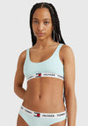 Tommy Hilfiger Womens Cotton Logo Bralette, Aqua Glow