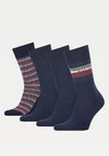 Tommy Hilfiger 4 Pack Mens Gift Box Stripe Socks, Navy