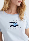 Tommy Hilfiger Womens Velvet Flag T-Shirt, Light Blue