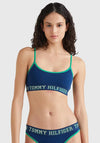 Tommy Hilfiger Womens Logo Contrast Trim Bralette, Twilight Indigo