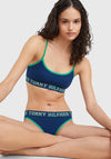 Tommy Hilfiger Womens Logo Contrast Trim Bralette, Twilight Indigo
