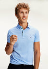 Tommy Hilfiger Printed Placket Slim Polo Short Sleeve Top, Copenhagen Blue