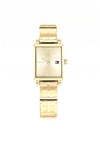 Tommy Hilfiger Womens Monogram Square Face Watch, Gold