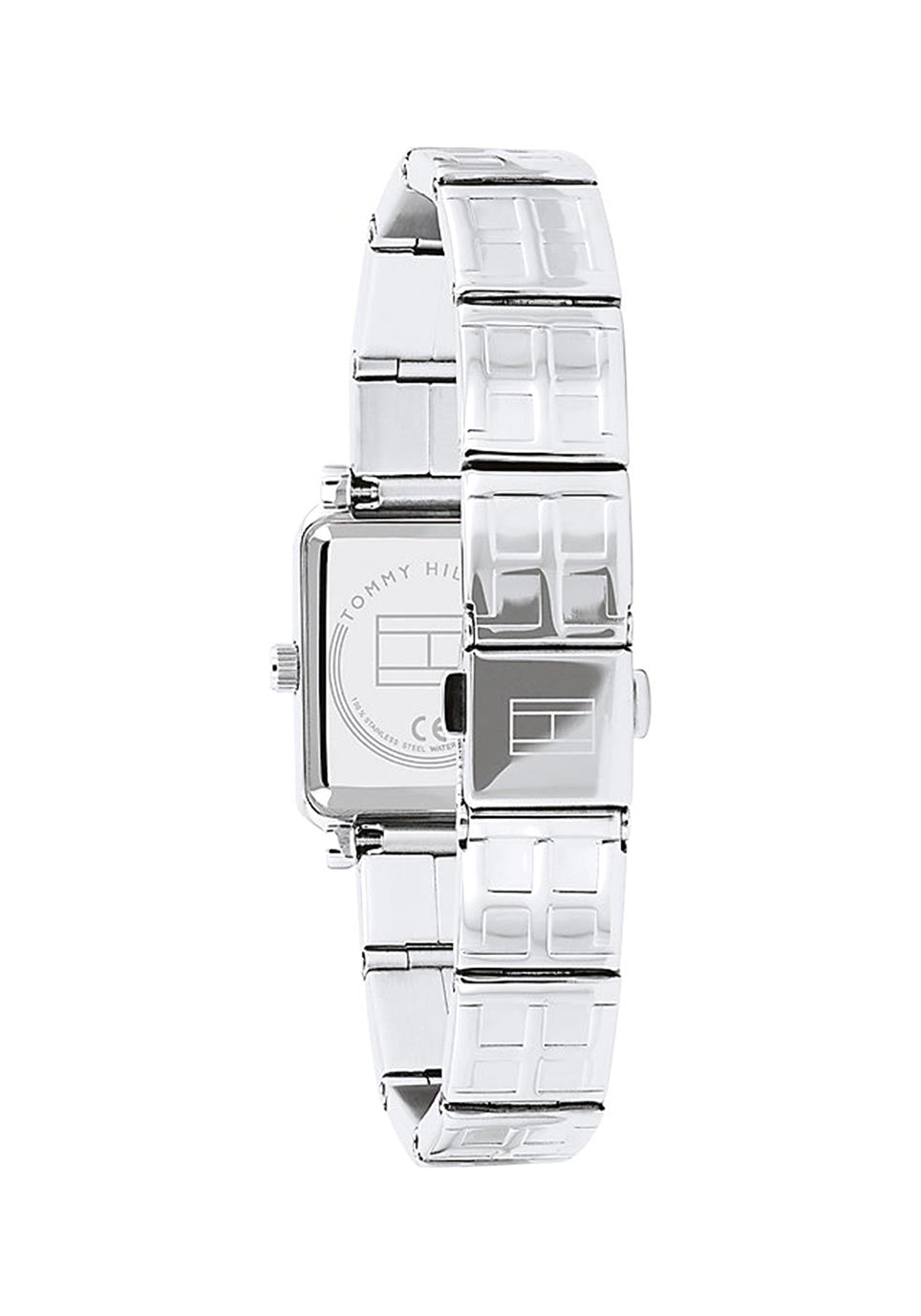 Tommy Hilfiger Womens Monogram Square Face Watch, Silver
