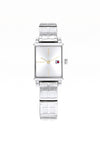Tommy Hilfiger Womens Monogram Square Face Watch, Silver