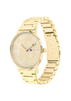 Tommy Hilfiger Womens Floral Outline Face Watch, Gold