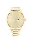 Tommy Hilfiger Womens Floral Outline Face Watch, Gold