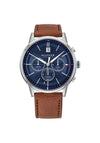 Tommy Hilfiger Mens Navy Face & Leather Strap Watch, Brown
