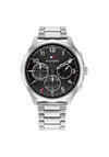 Tommy Hilfiger Mens Black & Silver Stainless Steel Link Watch