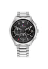 Tommy Hilfiger Mens Black & Silver Stainless Steel Link Watch