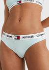 Tommy Hilfiger Womens Cotton Logo Thong, Aqua Glow