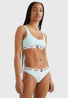 Tommy Hilfiger Womens Cotton Logo Thong, Aqua Glow