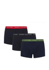 Tommy Hilfiger 3 Pack Cotton Trunks, Red, Navy & Green